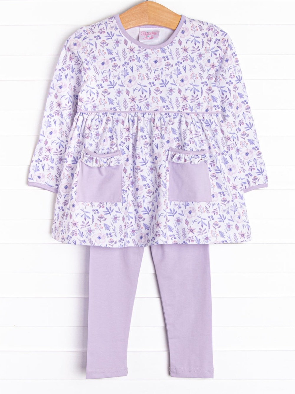Stitchy Fish floral set i LilacYou Leggings dress top long sleeve ruffle toddler